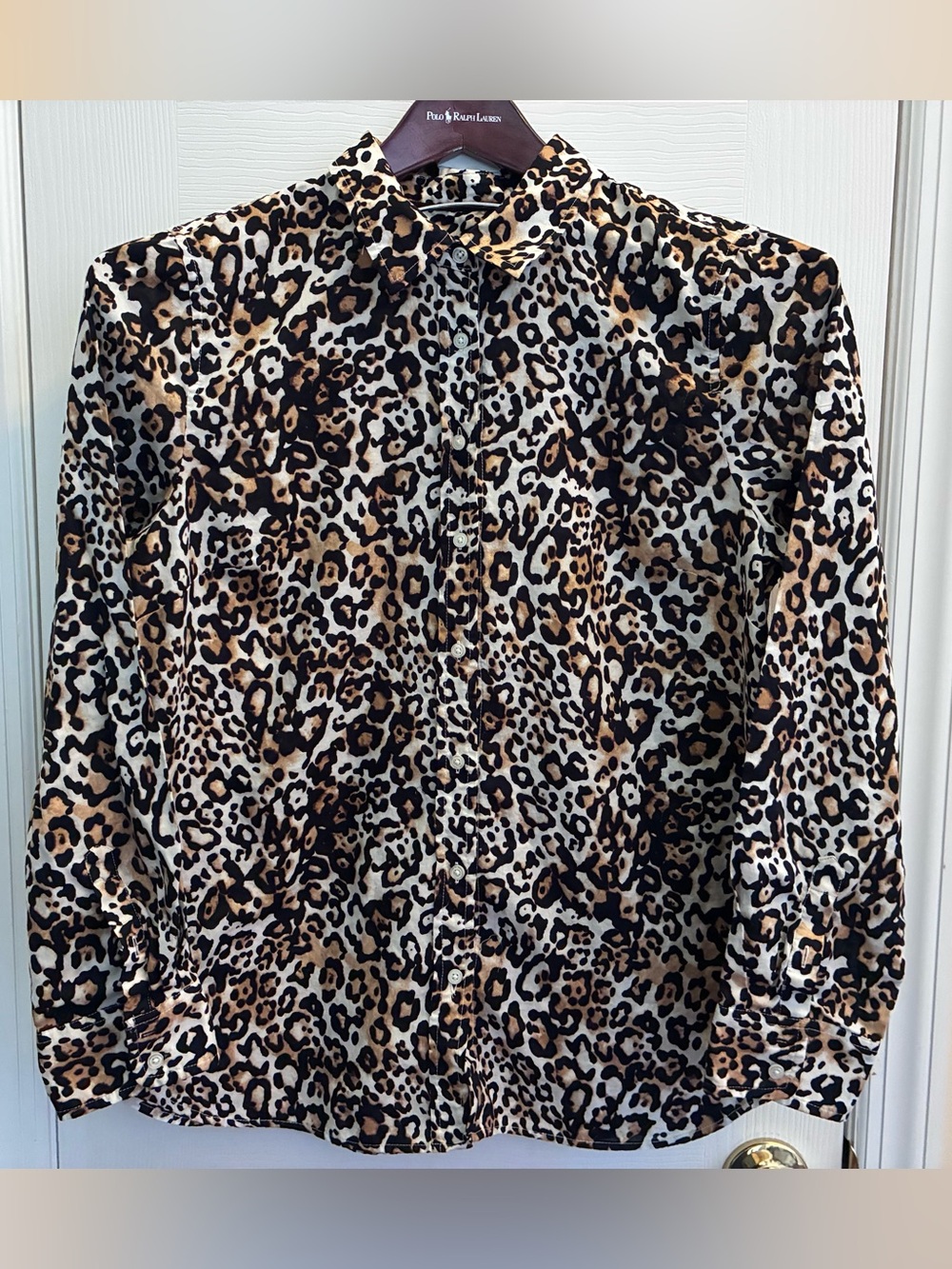 Talbots Women’s Leopard Print Button-Down Shirt - Brown/Black/Cream size Large